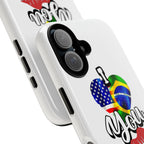 iPhone Case, Brazil USA Love Heart Kiss, Brazilian American Couple Gift