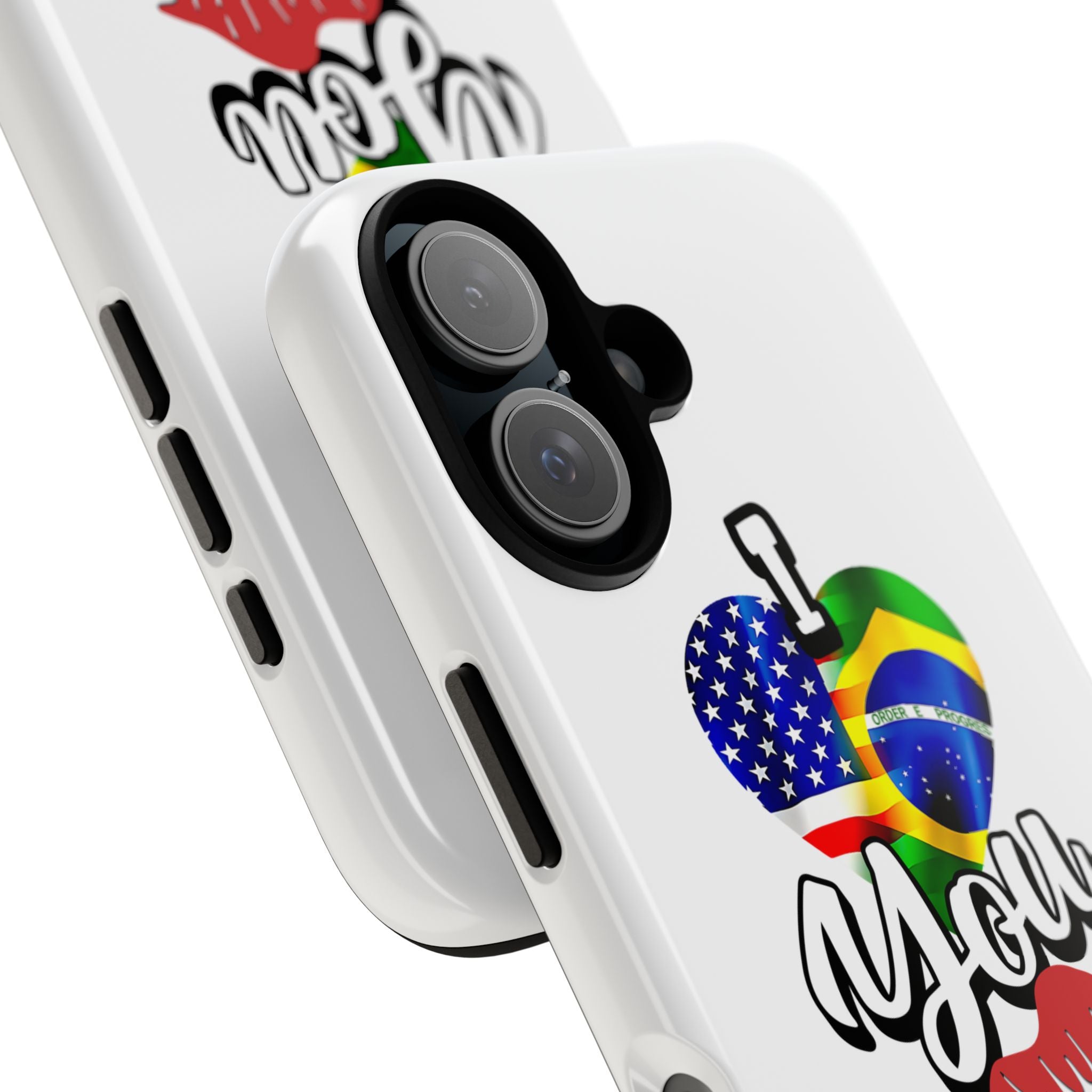iPhone Case, Brazil USA Love Heart Kiss, Brazilian American Couple Gift