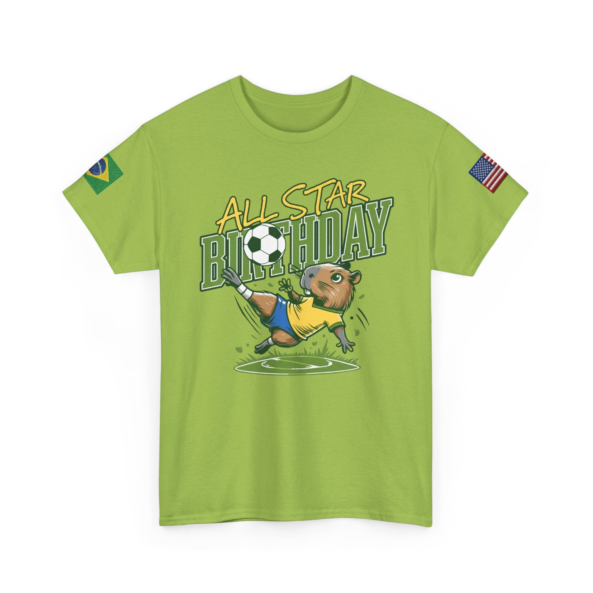 Personalized Soccer Birthday Tee All Star Capybara Kicking Ball with Custom Name