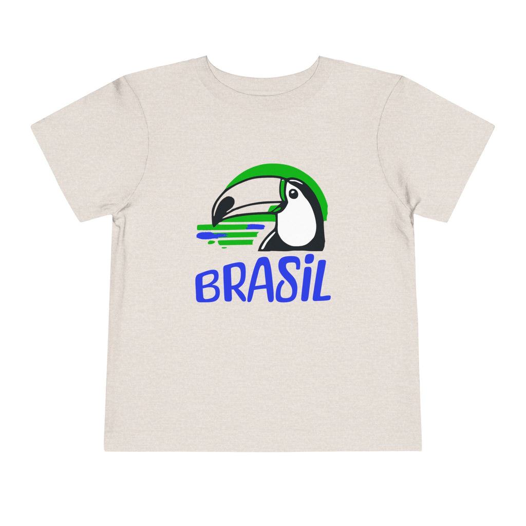 Brazilian-American Crianças T-Shirt - Toucan Design on Amarelo - Celebrate Brazilian Roots Toddler Short Sleeve Tee
