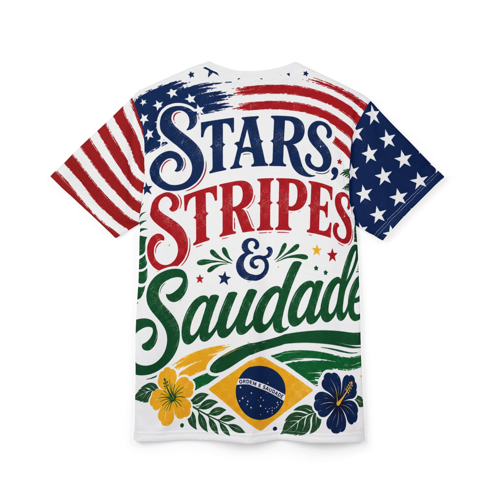 Stars, Stripes & Saudade All-Over Print Tee | Brazil USA Shirt
