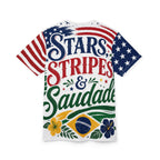 Stars, Stripes & Saudade All-Over Print Tee | Brazil USA Shirt