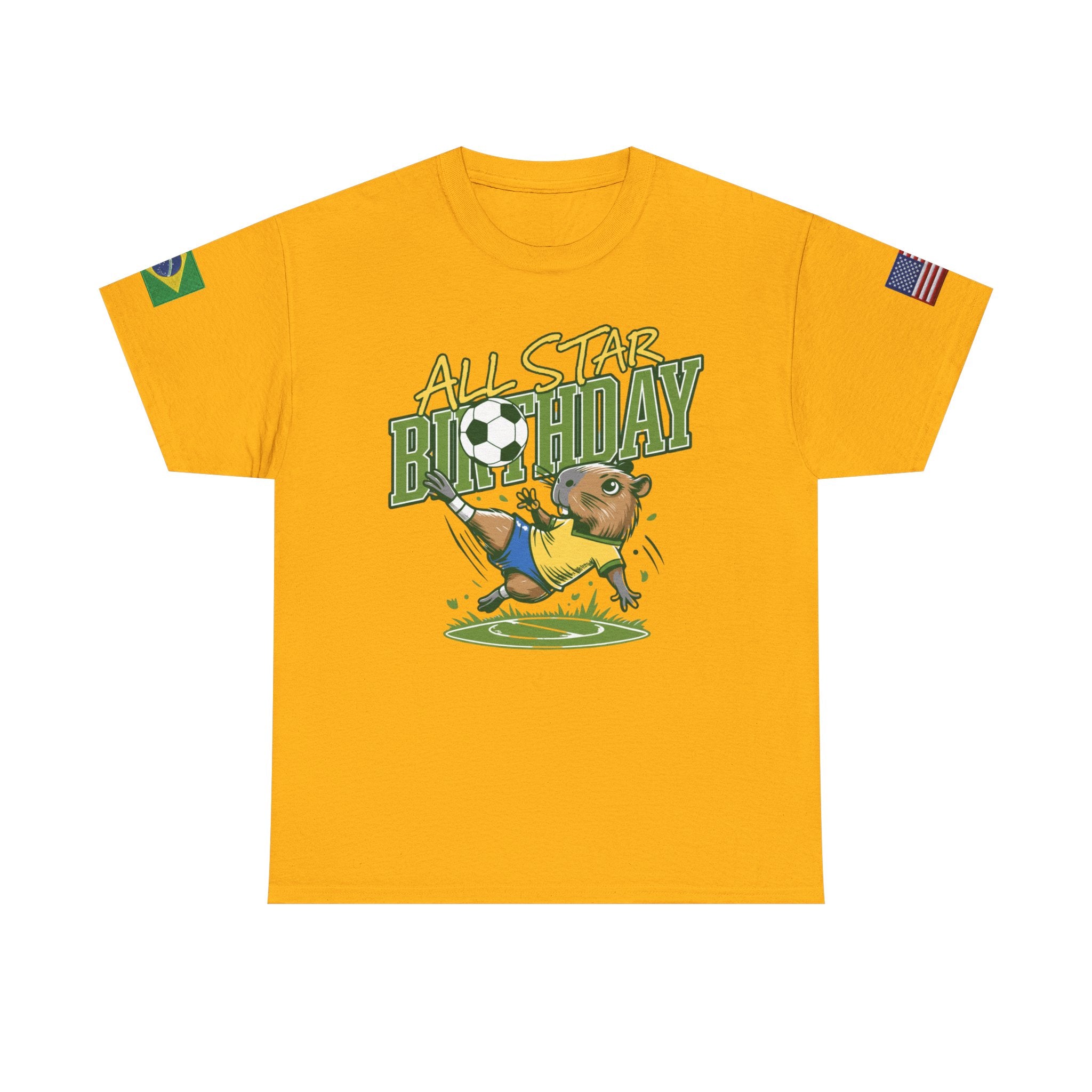 Personalized Soccer Birthday Tee All Star Capybara Kicking Ball with Custom Name