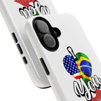 iPhone Case, Brazil USA Love Heart Kiss, Brazilian American Couple Gift