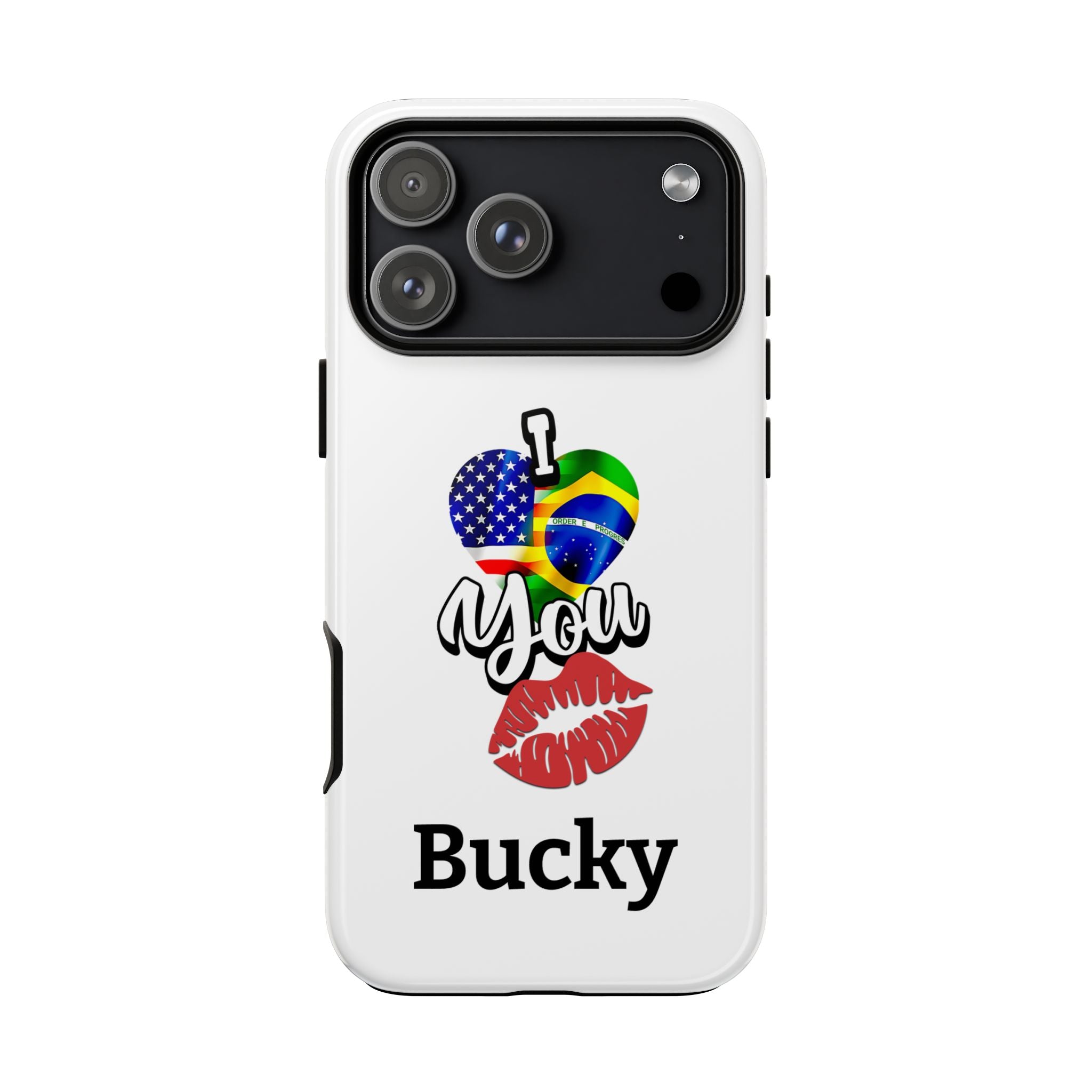 iPhone Case, Brazil USA Love Heart Kiss, Brazilian American Couple Gift