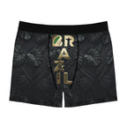 Brazil Tropical Leaf Boxer Briefs | Bold BRAZIL Back Graphic, Vertical Front Accent