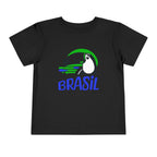 Brazilian-American Crianças T-Shirt - Toucan Design on Amarelo - Celebrate Brazilian Roots Toddler Short Sleeve Tee