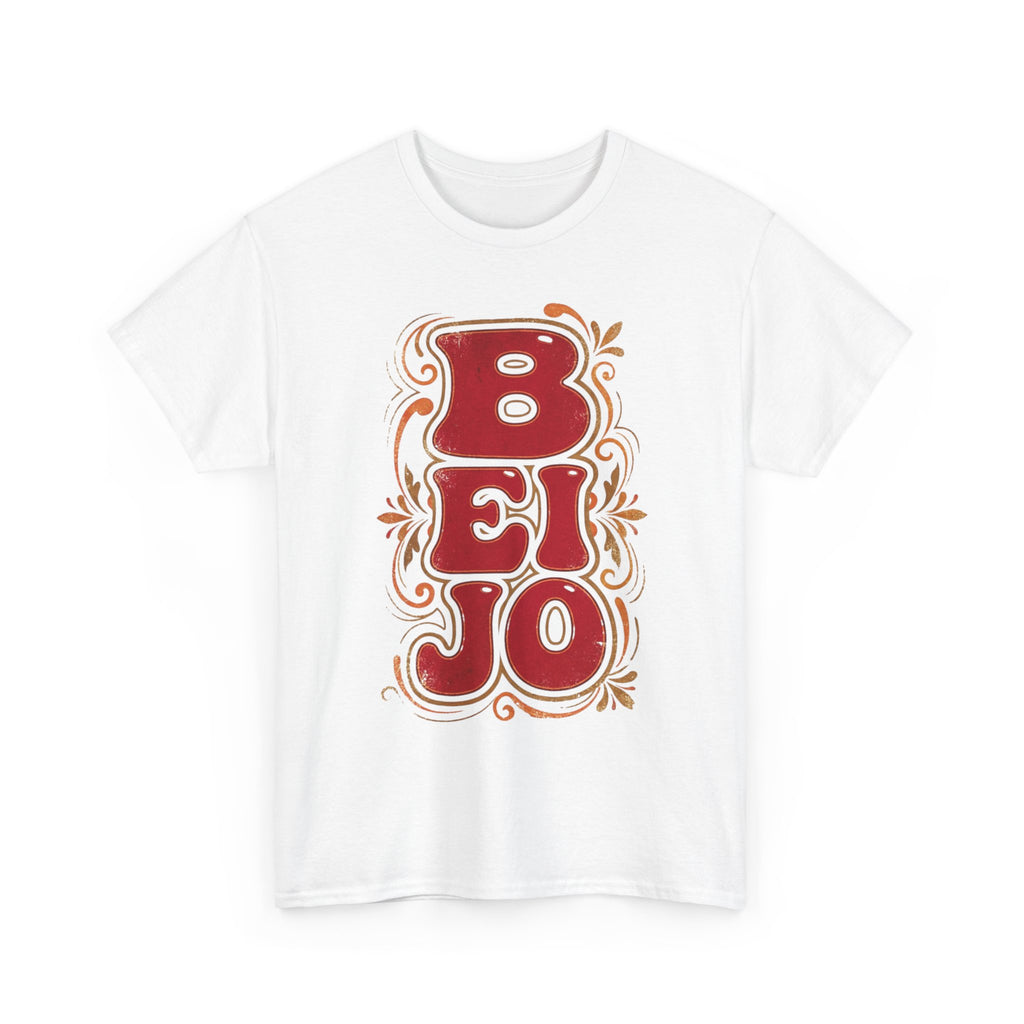 T-Shirt Retro 'BEIJO' Floral Lettering Tee (Portuguese Kiss Design)