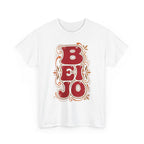 T-Shirt Retro 'BEIJO' Floral Lettering Tee (Portuguese Kiss Design)