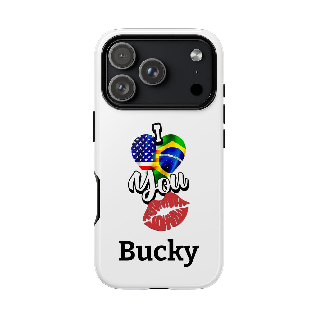 iPhone Case, Brazil USA Love Heart Kiss, Brazilian American Couple Gift