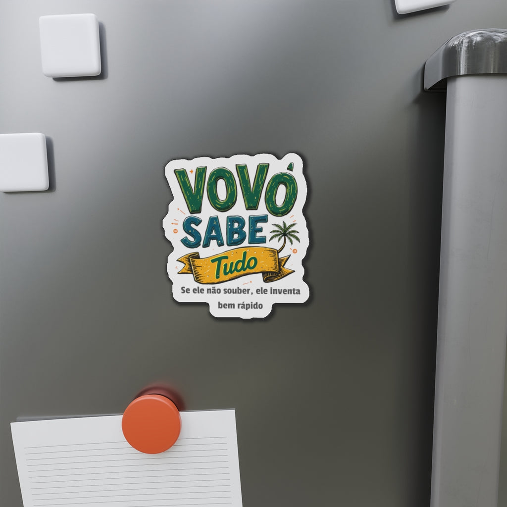 Vovô Sabe Tudo Die-Cut Magnet Funny Portuguese Grandpa Refrigerator Magnet