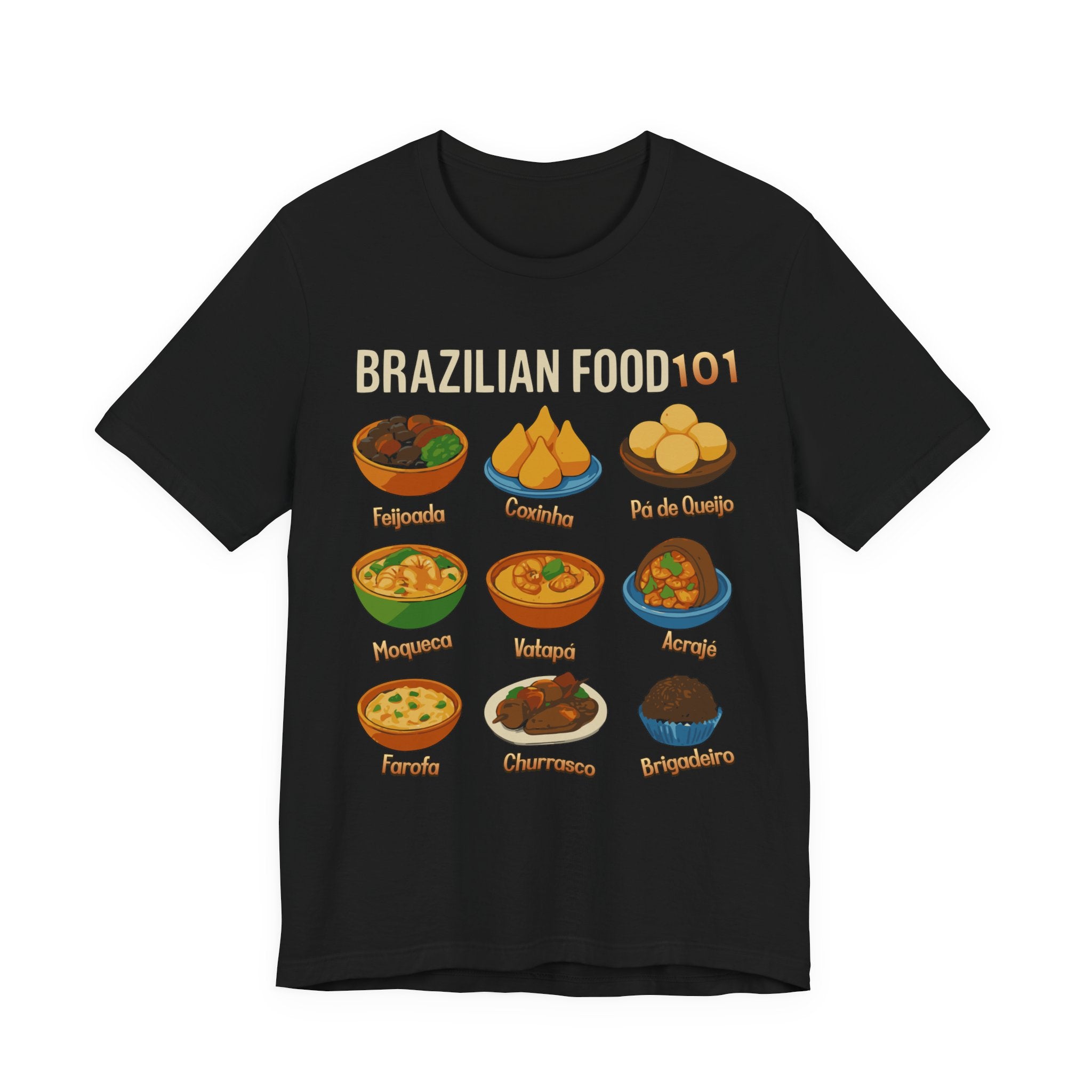 Brazilian Food 101 T Shirt - Cute Cartoon Brazilian Cuisine Guide Tee for Food Lovers