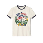 Stars, Stripes & Saudade Ringer T-Shirt | Brazil USA Tropical Flag Tee