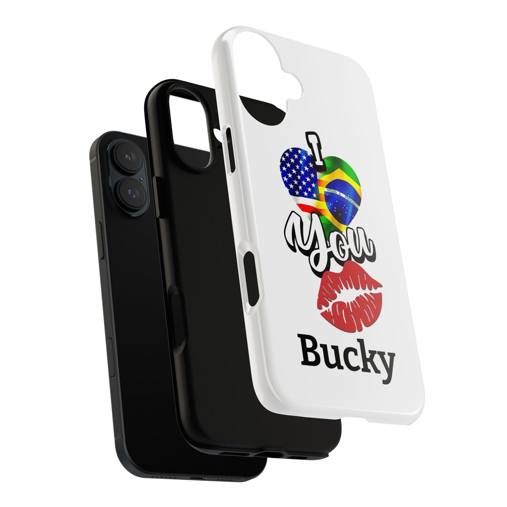 iPhone Case, Brazil USA Love Heart Kiss, Brazilian American Couple Gift