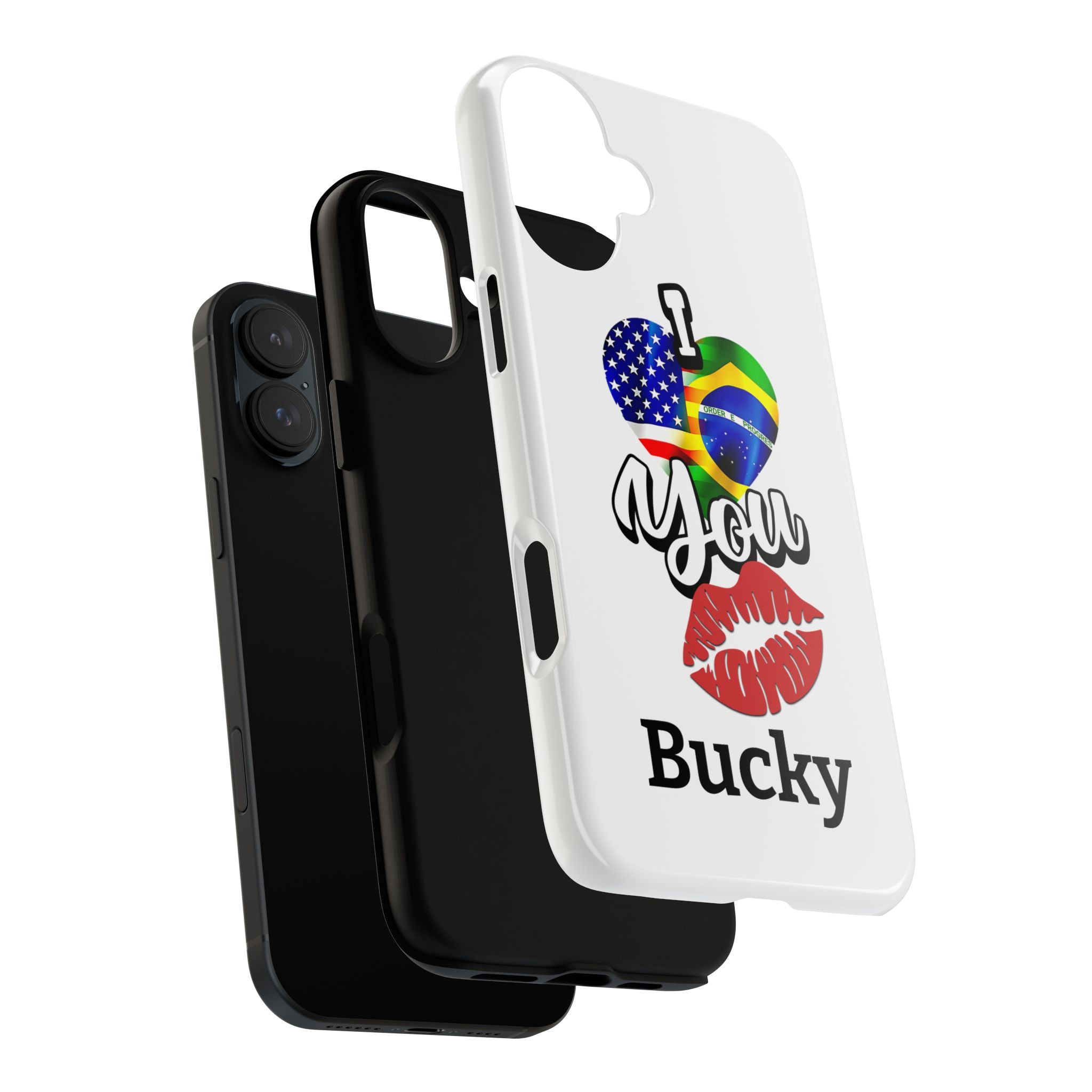 iPhone Case, Brazil USA Love Heart Kiss, Brazilian American Couple Gift
