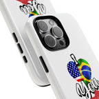iPhone Case, Brazil USA Love Heart Kiss, Brazilian American Couple Gift