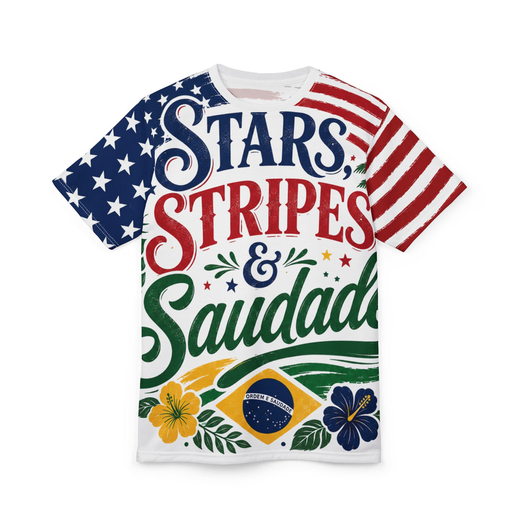 Stars, Stripes & Saudade All-Over Print Tee | Brazil USA Shirt