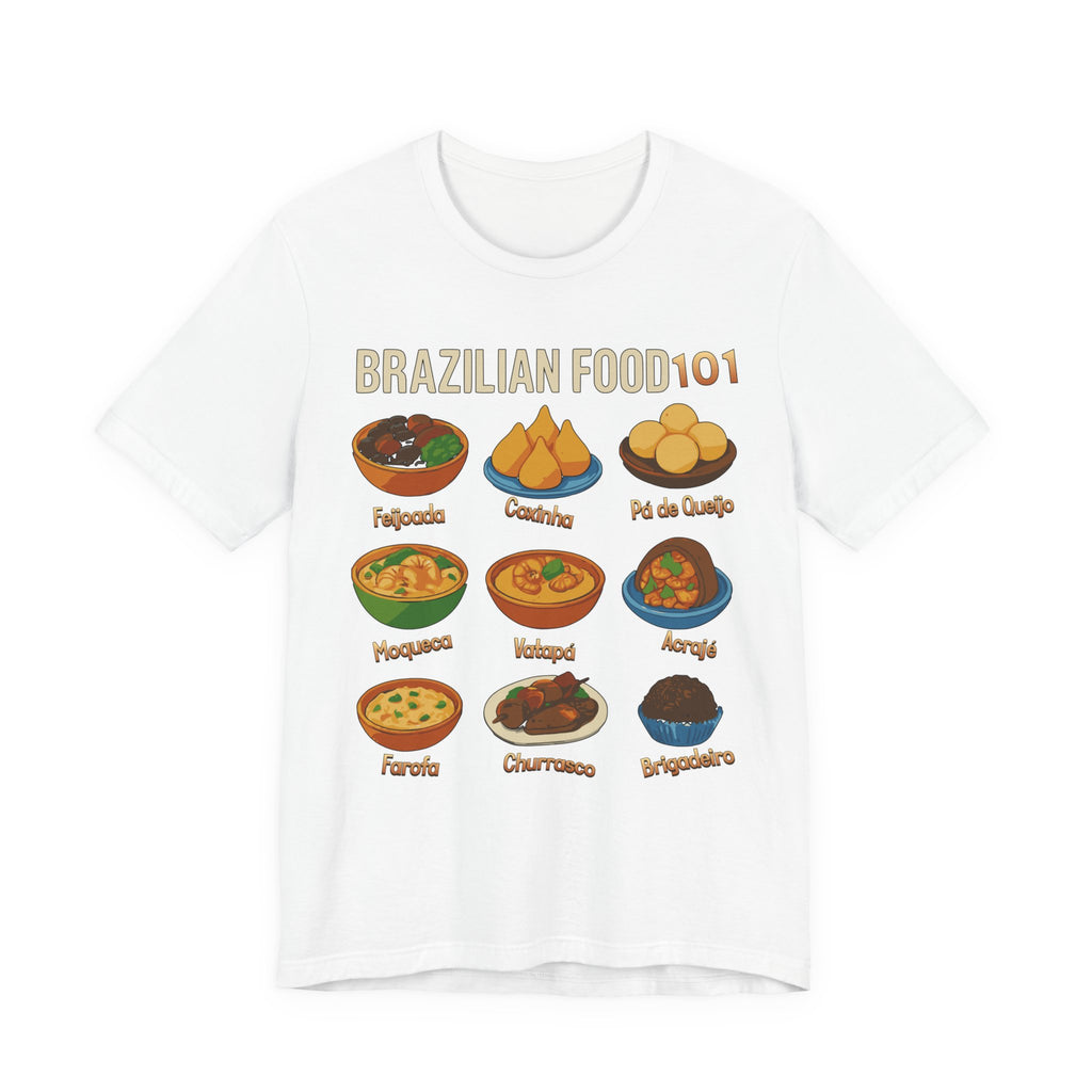 Brazilian Food 101 T Shirt - Cute Cartoon Brazilian Cuisine Guide Tee for Food Lovers