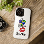 iPhone Case, Brazil USA Love Heart Kiss, Brazilian American Couple Gift