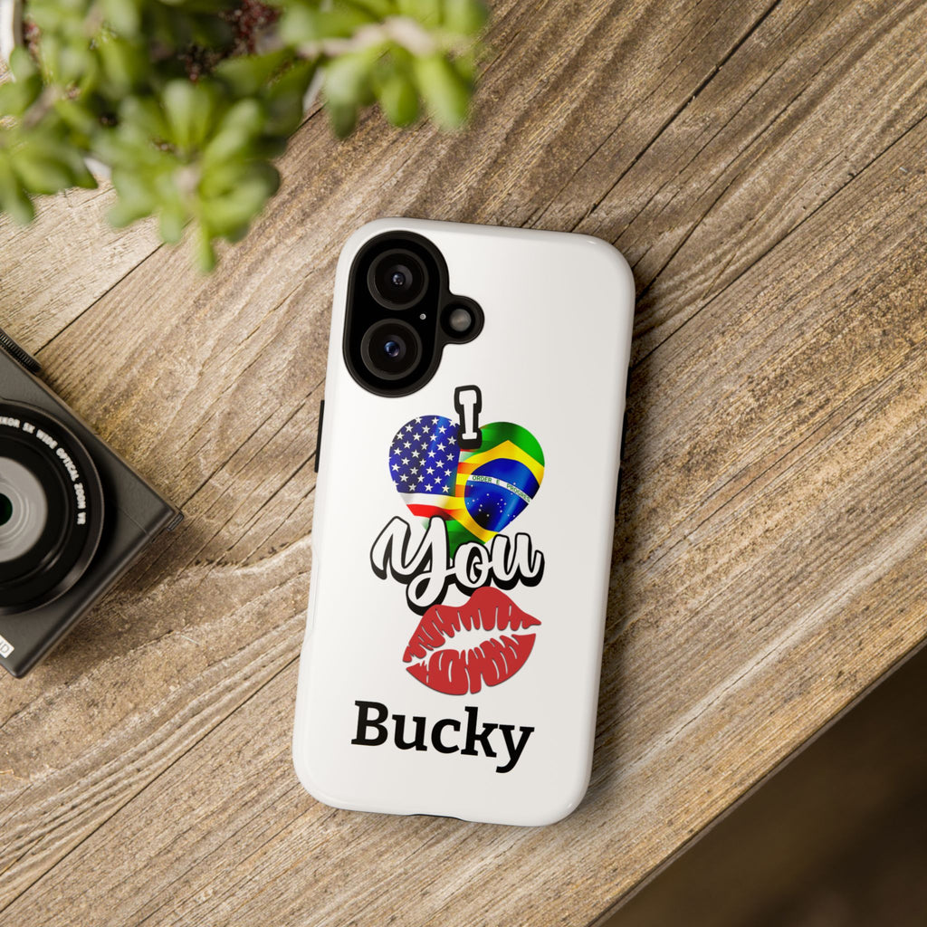 iPhone Case, Brazil USA Love Heart Kiss, Brazilian American Couple Gift