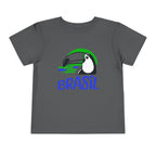 Brazilian-American Crianças T-Shirt - Toucan Design on Amarelo - Celebrate Brazilian Roots Toddler Short Sleeve Tee