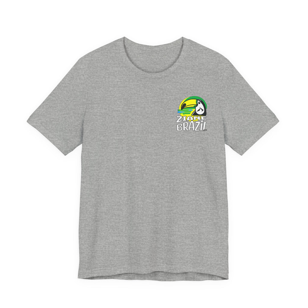 Ziane Brazil Brasileiro É Assim tee in Athletic Heather — front left-chest logo