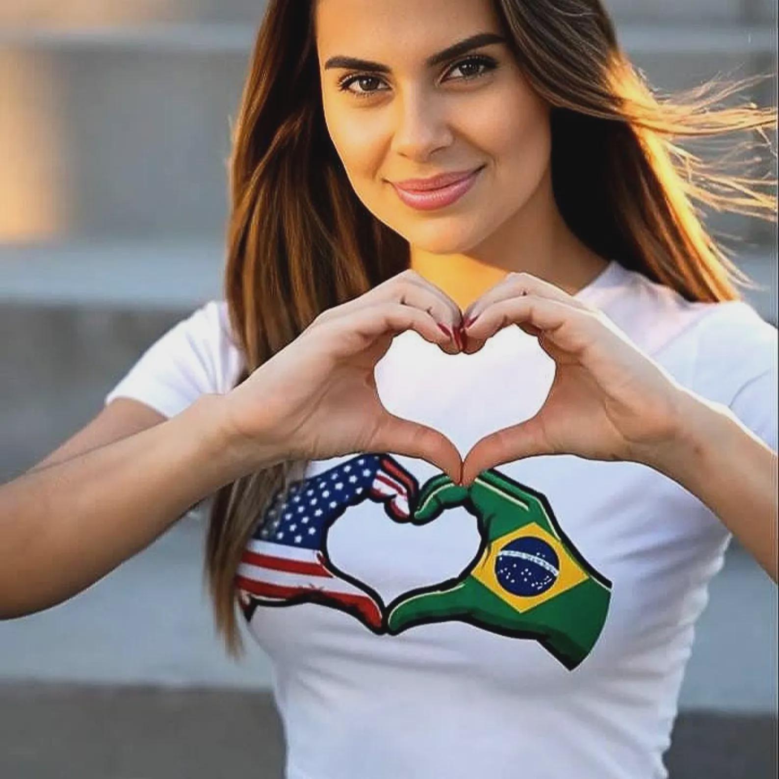 USA Brazil heart hands baby tee mockup