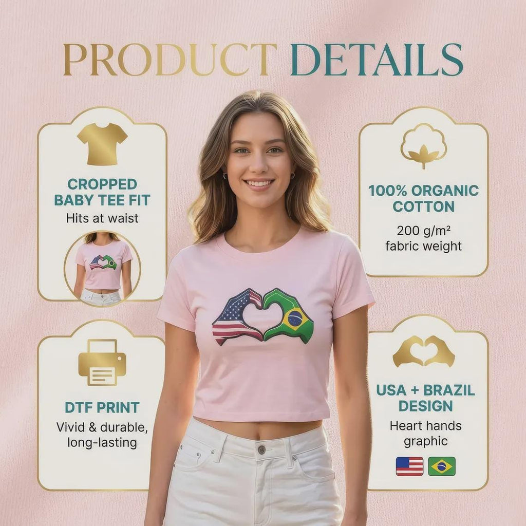 USA Brazil heart hands baby tee mockup