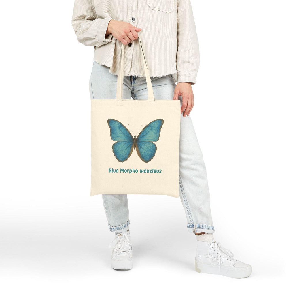 Blue Morpho butterfly vintage entomology illustration tote bag