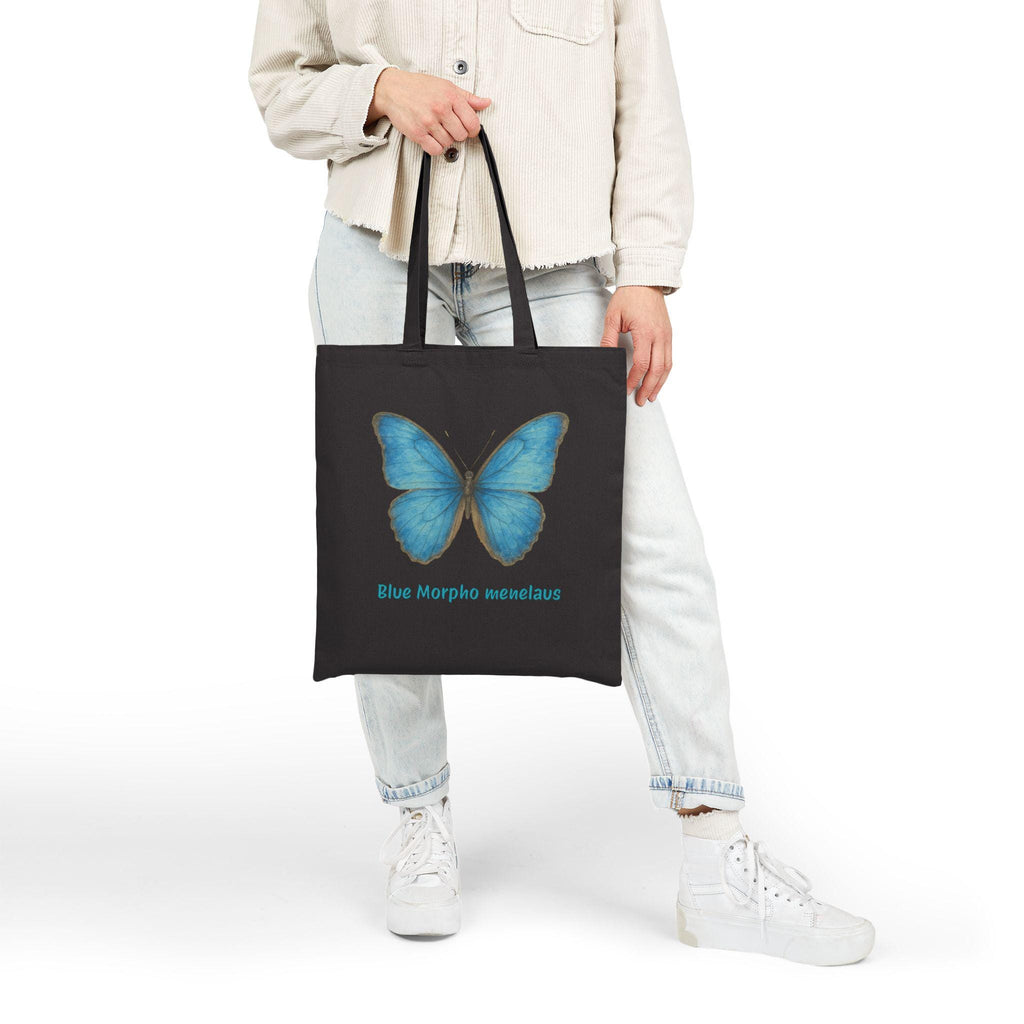 Blue Morpho tote bag worn