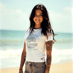 Tropical beach tee detail