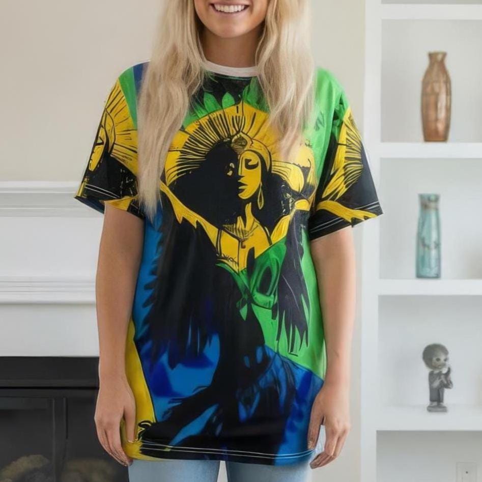Carnaval dancer green tee detail