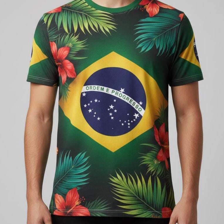 Brazil Flag Tropical Floral tee