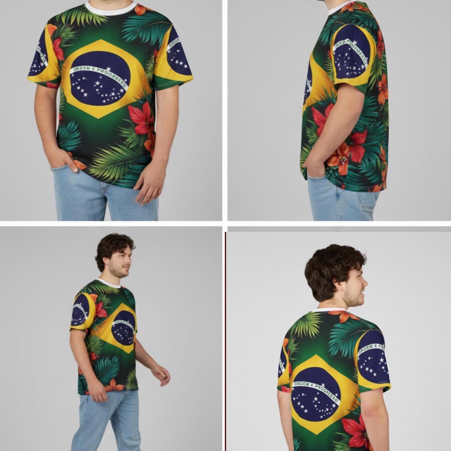 Brazil Flag Floral tee detail
