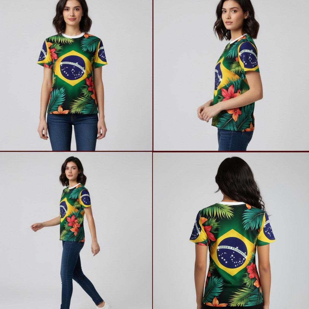 Brazil Flag Floral tee styled