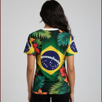 Brazil Flag Floral tee flat