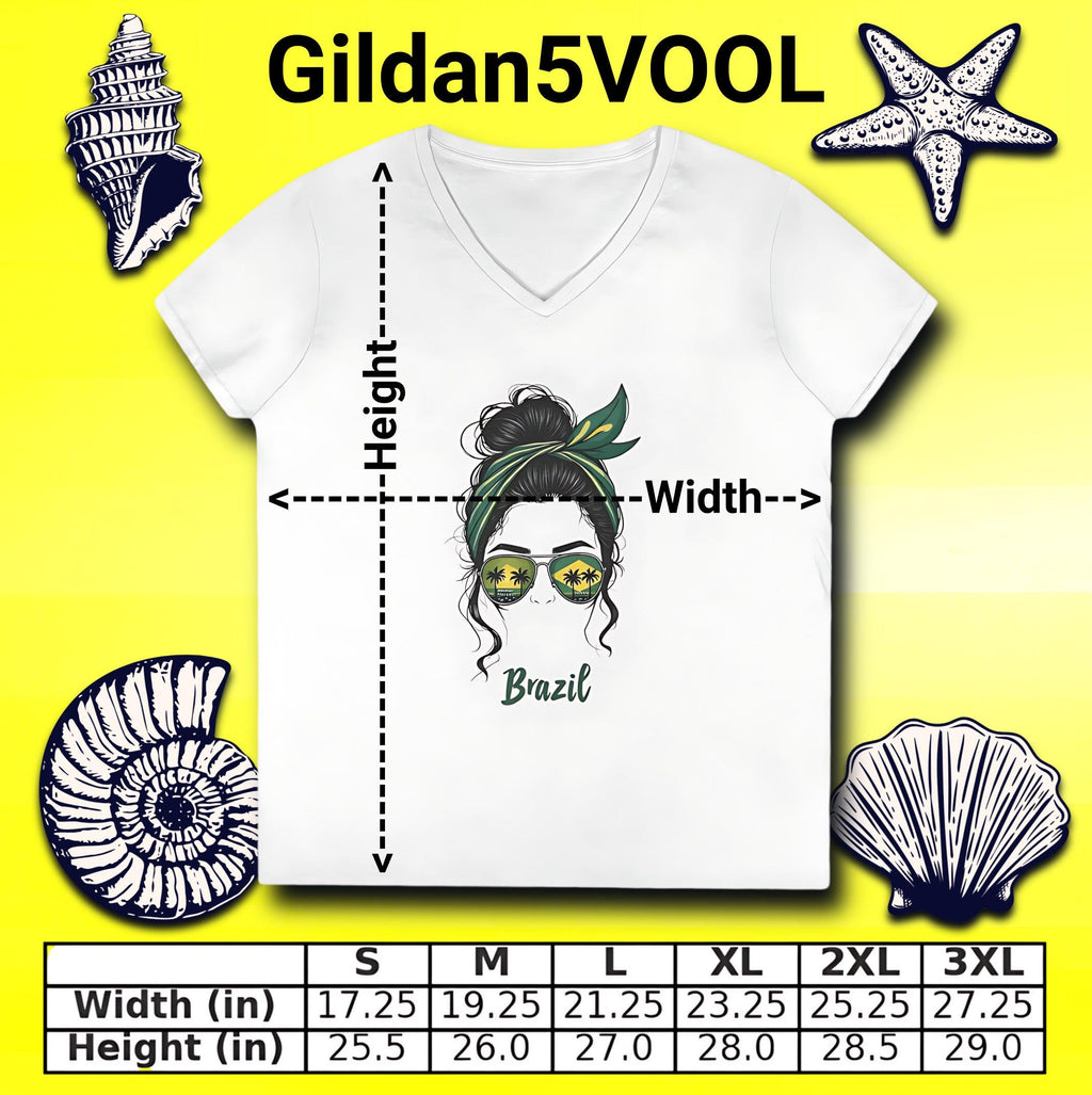 Brazilian Messy Bun V-Neck T-Shirt | Brazil Gift for Her