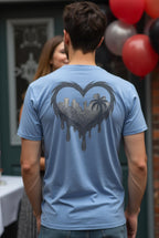 Dripping Heart Skyline tee worn