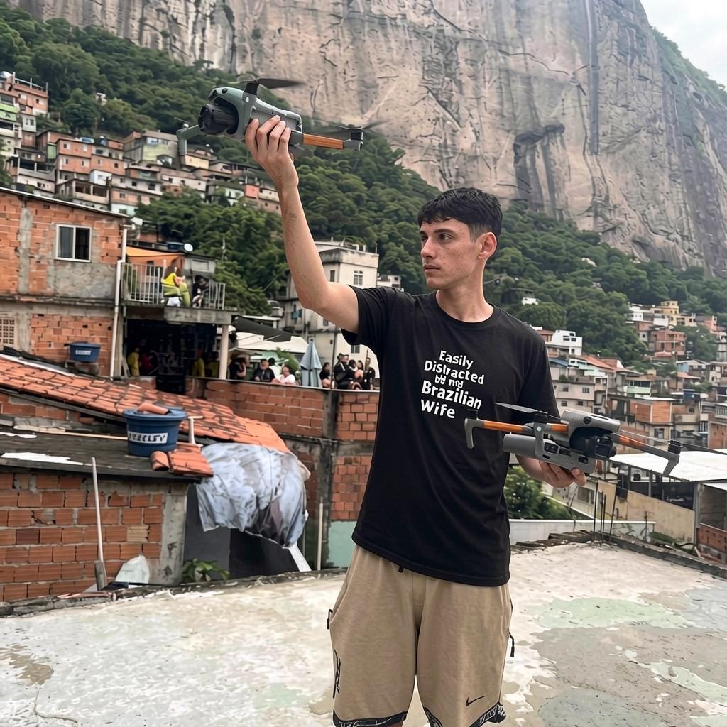 Easily Distracted by My Brazilian Tee | Minimal Text Chest Print